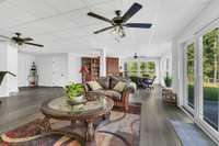 Sitting area of the lower level of the home.