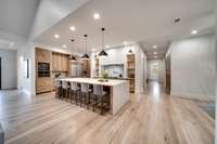 So much room for seating in this kitchen.