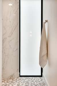 Frosted window for privacy.