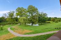 Community fishing pond with dock