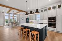 Dinning Room with Wood Beams