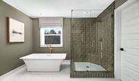 Model home - house being built has a large walk in shower with no soaker tub.