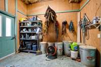 Tack Room in barn for storage of tack and feed.