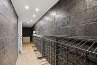 Wine cellar in basement with security door