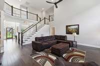 Other highlights include recessed lighting, ceiling fan, lots of windows, and carpeted wood treads on the staircase.