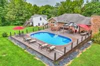 Large pool and bamboo deck are perfect for entertaining.