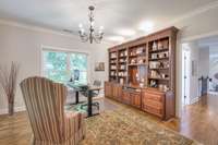 Office with built-in bookcase