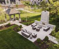 Event Lawn with wood-burning fireplace adjacent to Pavilion for outdoor entertaining and lots of seating.. Rosebrooke amenities will include a clubhouse with a great room, kitchen, and conference room; adult and children's pools; a large playground.