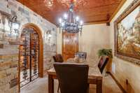 Enjoy an intimate dinner in the stunning 2-room wine cellar thoughtfully designed with a tin ceiling which evokes the warmth and romance of the Old World
