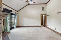 another bedroom upstairs, also with it's own fireplace & private balcony (yes, 2 bedrooms upstairs have fireplace & balcony!)