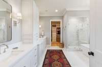 Primary Bath offers a tranquil spot with double vanities and a soaker tub