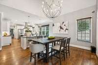 Eat in Kitchen with designer light fixtures