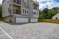 Rear Units C and D Garages with beautifully paved courtyard drives.