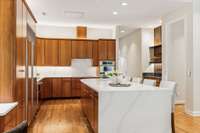 The high quality Rutt solid cherry cabinets are sleek and elegant ~ there is so much storage in this kitchen:)