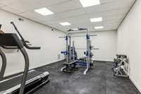 This home gym is spacious and bright and is an ideal space for staying active at home.