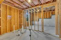 Full unfinished basement has so much potential! Builder has already added lighting and the plumbing rough ins for your future expansion.