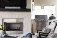 Walkout Basement Covered Patio with Fire Place,Green Egg and Built in Grill