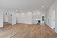 Rec room views to the wet bar