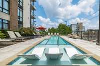 Saltwater pool with sunbathing ledge