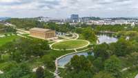 Centennial Park with the Parthenon and the curve of the Cumberland River are steps from the property.