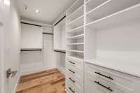 A custom, generously sized walk-in closet