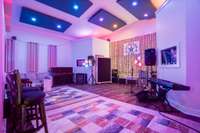 Recording Studio - tracking room with Phillips Hue lighting in effect