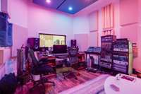 Recording Studio - mix room with Phillips Hue lighting in effect