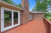 Back deck just off living room has recently been sanded and resealed.