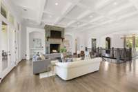 This great room features stunning 12 foot coffered ceilings!