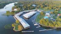 Cedar Creek Yacht Club has hundreds of boat slips, dry storage, fuel dock, tennis and pickle ball courts, restaurant, bar, swimming pool, houses, RV park...the list goes on and on.