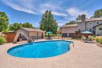 Beautiful pool with new slide and space for family and friends! deepest is 8 1/2 ft!