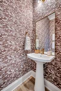 Downstairs Powder Room with Designer Wallpaper