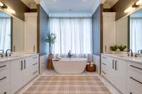 the primary bath suite is simply amazing, so spacious. double vanities, dual closets + an additional washer/dryer area