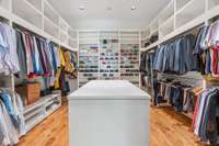 "His" Walk-in Closet with Island and Bench