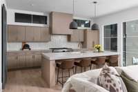 oversized 10f kitchen island with custom 3 in quartz countertop