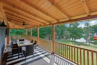 The wraparound double decks are truly one of the highlights of this home! Such a perfect space to enjoy the lake view from your swing, dine outside to take advantage of the wonderful weather, or sip lemonade on your rocking chairs