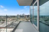 Spacious balcony with fantastic views of Nashville.