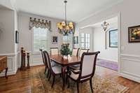 Formal Dining Room with plantation shutters.