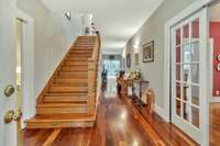 Solid walnut flooring throughout the home.