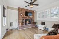 One of my favorite rooms in the home.  Cozy wood burning fireplace with gas starter.