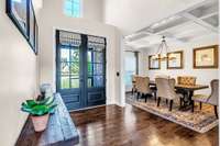 Entry | Dining Room with coffered ceiling