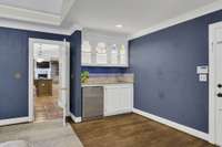 Wet bar in bonus room -- view looking back towards kitchen.