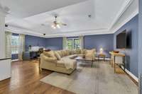 Bonus Room with built in shelving and wet bar.  Plenty of room for watching movies, a playroom, or  combination office and den.