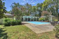 What a relaxing place to spend an afternoon! View looking from backyard toward loggia.