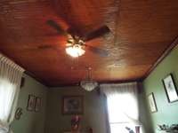 Tongue and groove ceiling in living room-10 ft ceilings