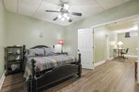 Large Bedroom in Basement has spacious closet and double doors for privacy.