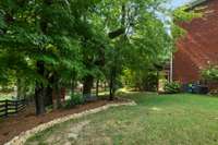 Fully fenced backyard.  It is shaded and private.