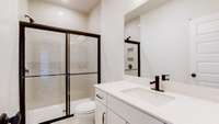 The Glass doors enhance the tile shower