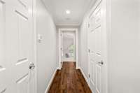 Upstairs hallway with additional storage on both sides of the hall