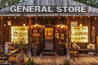 The "General Store" is approximately 2000 square feet itself, and features a kitchen, full bath, antique bar and 6 beveled glass windows from Roy Orbison's home. This unique space is perfect for hosting large events.